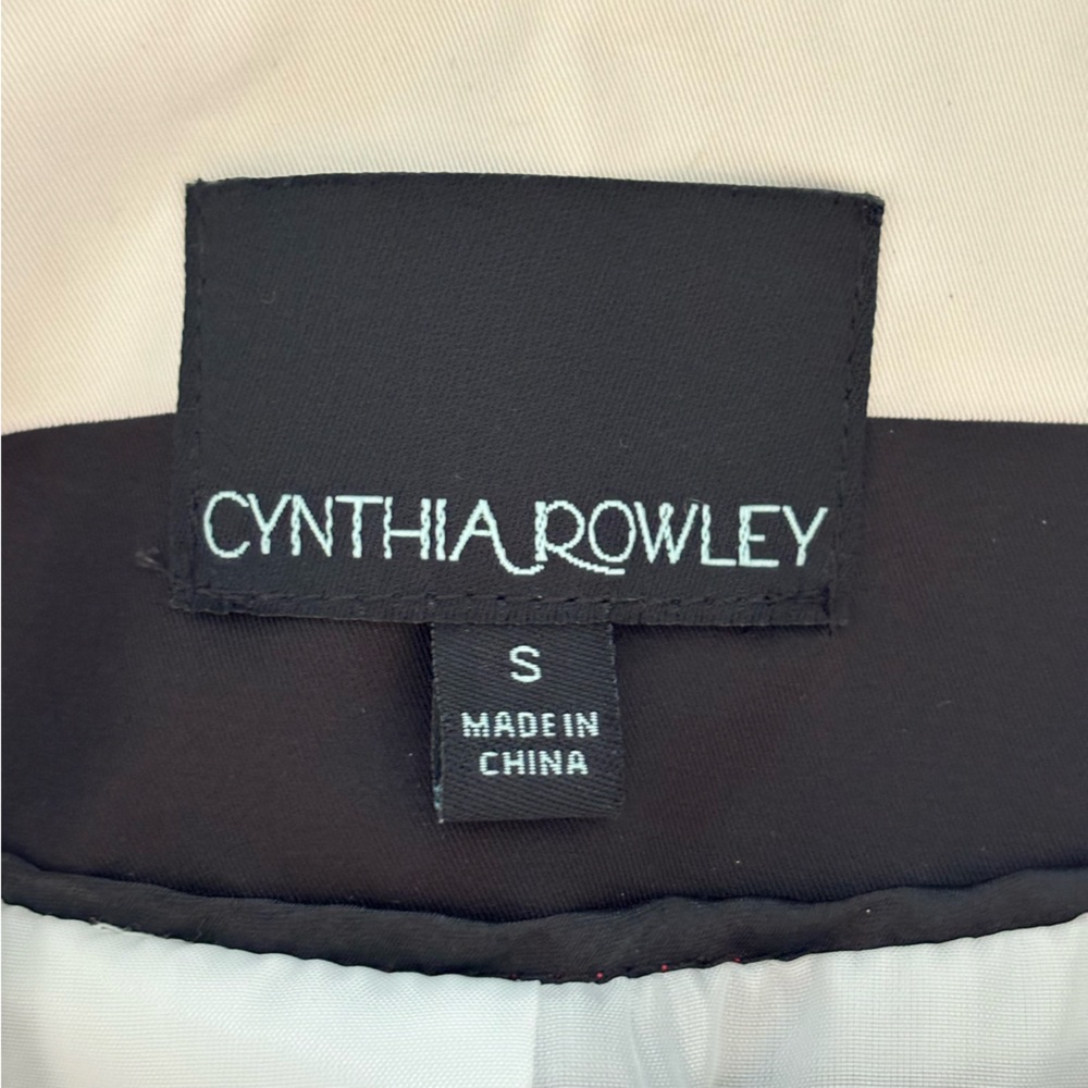 CYNTHIA ROWLEY Black & White Striped Short Trench Coat--EUC--S - Picture 14 of 16